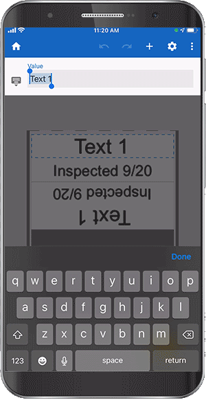 Animated gif showing the importing of a spreadsheet file to create labels within the app