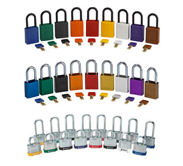 Nylon, aluminum and steel padlocks