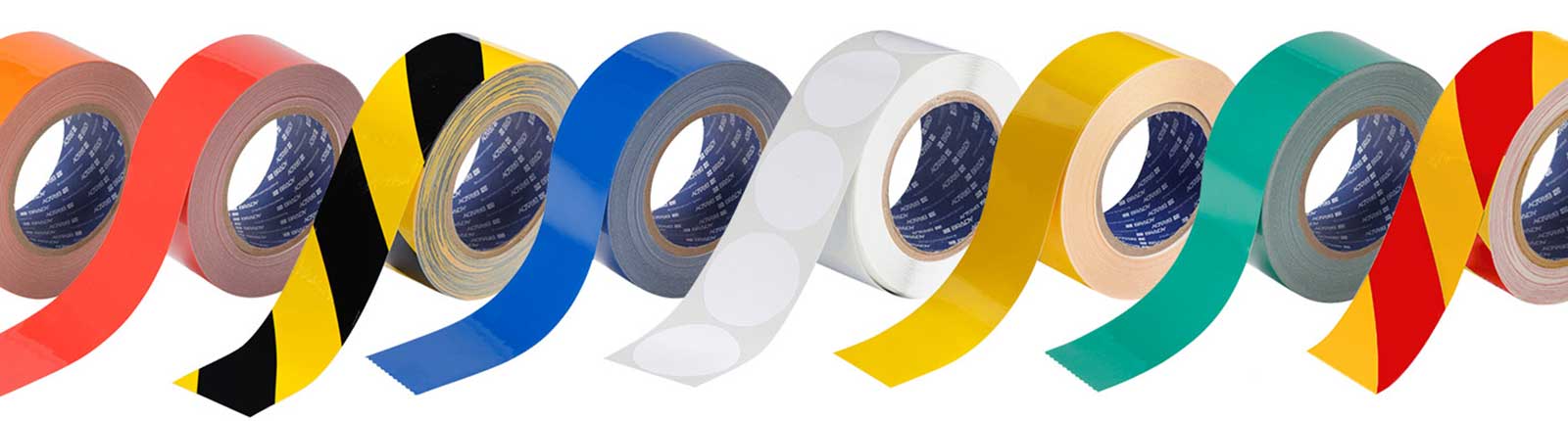 Products from the ToughStripe Floor Tape family. There are several colors and patterns to choose from.