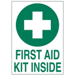 A green and white first aid kit safety symbol.