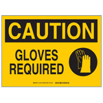 A yellow caution sign indicates that gloves are required to enter the laboratory.