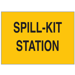 A yellow spill kit symbol indicates equipment to clean up hazardous materials in the lab.