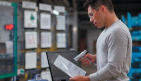 Man using Brady handheld RFID scanner